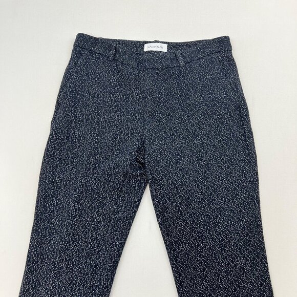 Calvin Klein Womens Speckled Cropped Pants Navy/White Size 2 Pockets - Picture 2 of 8